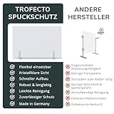 A+H Spuckschutz – Typ 5 – Spuckwand als Husten-/ Nies-/Greif-/Spritzschutz mit Durchreiche in vielen Größen (Höhe 600mm, Breite 500mm) - 6