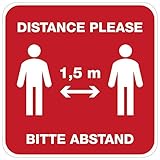 48 hochwertige Bodenaufkleber Distance, Größe: 31×31 cm, rutschfest, Abstand halten, Aufkleber, Bodensticker, Fußbodenaufkleber, Warnhinweis, Corona, Sicherheitsabstand - 3