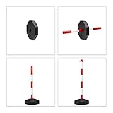 Relaxdays Kettenpfosten H x B x T: ca. 82 x 112 x 28 cm 4 Absperrpfosten aus Kunststoff mit 3 praktischen Absperrketten als Sperrpfosten mit stabilem Standfuß befüllbar mit Wasser, rot-weiß - 8