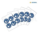 HERMA 12929 Hinweis Aufkleber Mundschutz tragen 20er Set (Ø 10 cm, 5 Blatt, Polyesterfolie) selbstklebend, wetterfest, rückstandsfrei ablösbare Hinweisschilder, blau - 3
