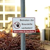 Schild Betreten der Baustelle verboten in Mehreren Sprachen aus Alu/Dibond 300×200 mm – 3 mm stark - 2