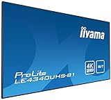iiyama ProLite LE4340UHS-B1 108cm (43 Zoll) Digital Signage Display AMVA3 LED Panel 4K UHD Ultra Slim (VGA, DVI, HDMI x2, USB, RS232, RJ45 LAN, IR) schwarz